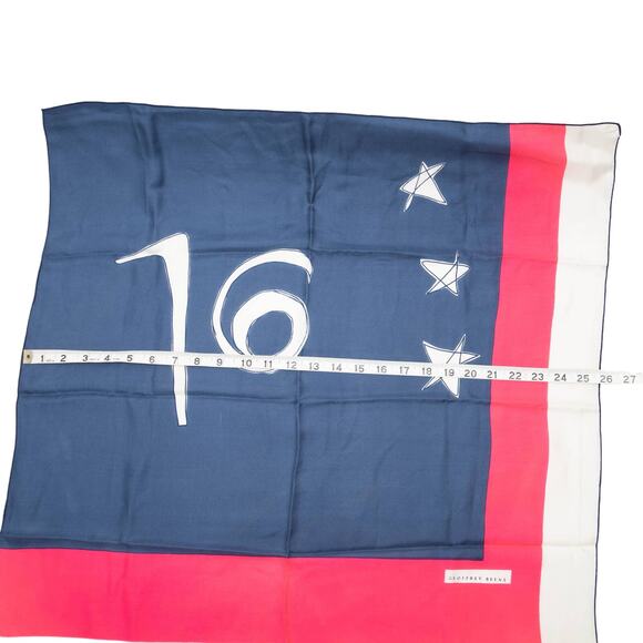 Geoffrey Beene Pink Blue Square Silk Scarf 26" - Picture 4 of 7